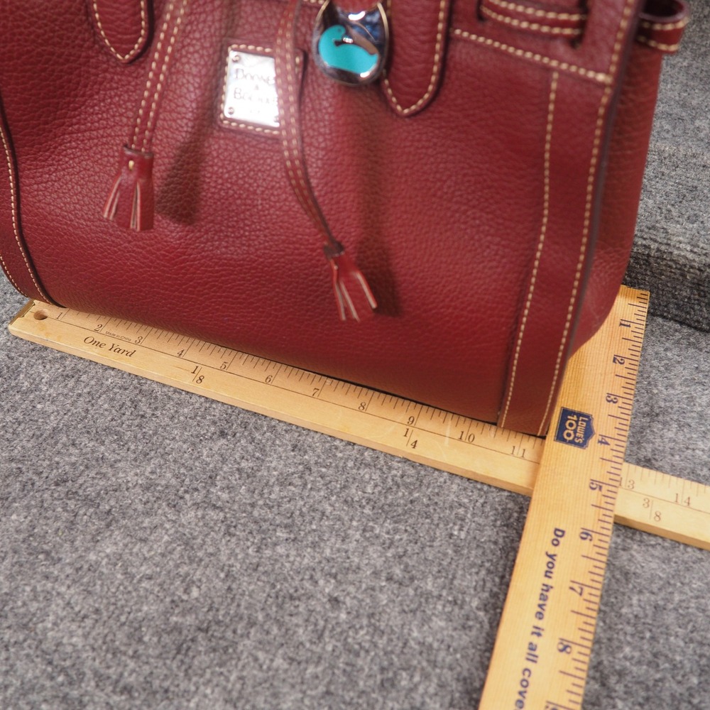 Dooney & Bourke City Barlow Satchel Burgundy Pebbled Leather Tassel Bag - Picture 3 of 16